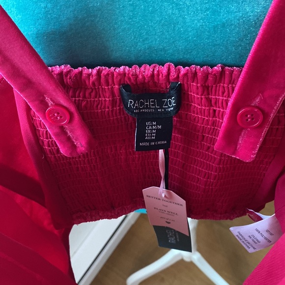 New Rachael Zoe Red velvet crop smocked button front tank size M💕✨ - Picture 9 of 10
